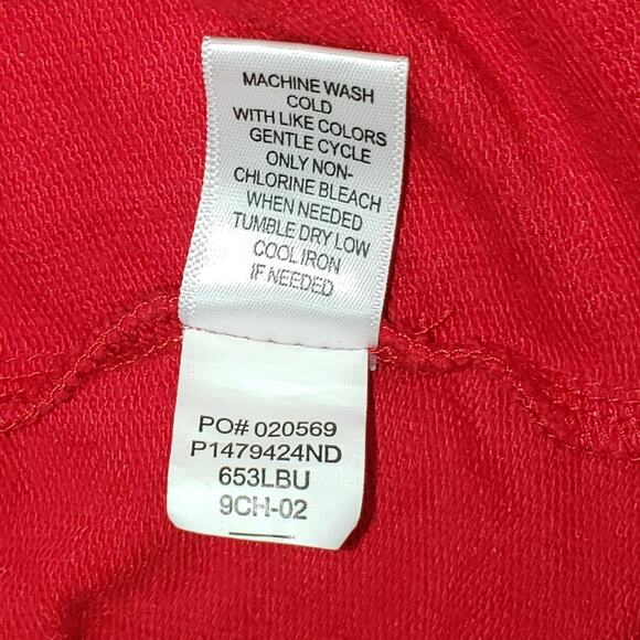 New Directions Vtg Women’s PL Jacket Red Full Zip Ruched Sleeve Lightweight - Picture 7 of 7